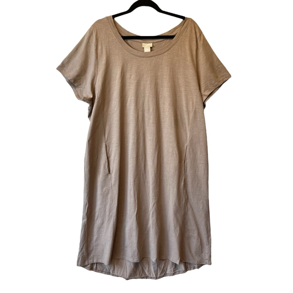 Zim & Zoe shirt shirt dress Plus size 22 24 Beige Pockets Short sleeves Womens
